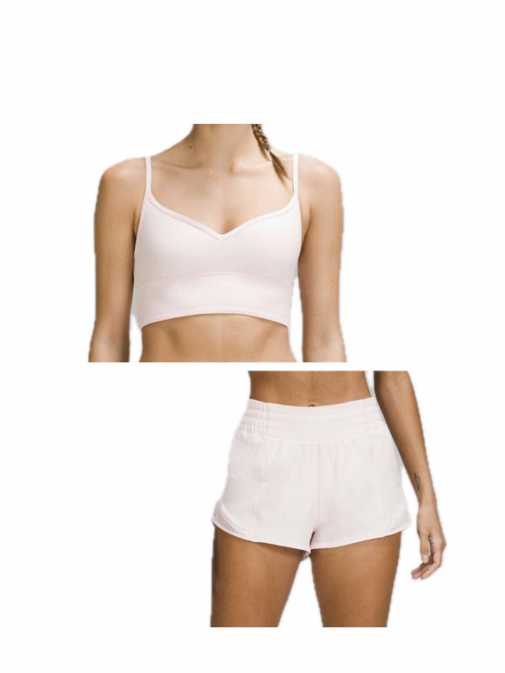 lululemon strawberry milkshake bra and shorts set